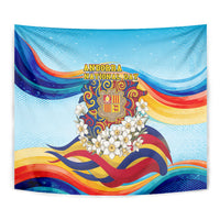 Andorra National Day Tapestry Coat Of Arms Daffodil Flower Cultural Heritage