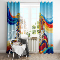 Andorra National Day Window Curtain Coat Of Arms Daffodil Flower Cultural Heritage