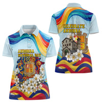 Andorra National Day Women Polo Shirt Coat Of Arms Daffodil Flower Cultural Heritage