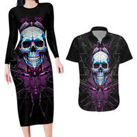 Technology Skull Couples Matching Long Sleeve Bodycon Dress and Hawaiian Shirt I'm blunt because God rolled me that way - Wonder Print Shop