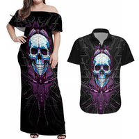 Technology Skull Couples Matching Off Shoulder Maxi Dress and Hawaiian Shirt I'm blunt because God rolled me that way - Wonder Print Shop