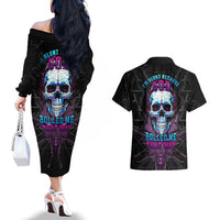 Technology Skull Couples Matching Off The Shoulder Long Sleeve Dress and Hawaiian Shirt I'm blunt because God rolled me that way - Wonder Print Shop