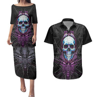 Technology Skull Couples Matching Puletasi Dress and Hawaiian Shirt I'm blunt because God rolled me that way - Wonder Print Shop