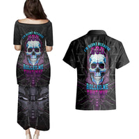 Technology Skull Couples Matching Puletasi Dress and Hawaiian Shirt I'm blunt because God rolled me that way - Wonder Print Shop