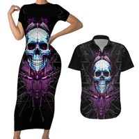 Technology Skull Couples Matching Short Sleeve Bodycon Dress and Hawaiian Shirt I'm blunt because God rolled me that way - Wonder Print Shop