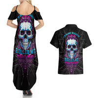 Technology Skull Couples Matching Summer Maxi Dress and Hawaiian Shirt I'm blunt because God rolled me that way - Wonder Print Shop