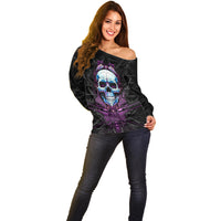 Technology Skull Off Shoulder Sweater I'm blunt because God rolled me that way - Wonder Print Shop