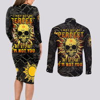 Sun Skull Couples Matching Long Sleeve Bodycon Dress and Long Sleeve Button Shirts I May Not Be Perfect But At Least I'm Not You - Wonder Print Shop