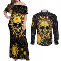 Sun Skull Couples Matching Off Shoulder Maxi Dress and Long Sleeve Button Shirts I May Not Be Perfect But At Least I'm Not You - Wonder Print Shop