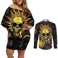 Sun Skull Couples Matching Off Shoulder Short Dress and Long Sleeve Button Shirts I May Not Be Perfect But At Least I'm Not You - Wonder Print Shop
