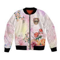 Flower Skull Bomber Jacket She Is Sunshine Mixed With A Little Hurricane - Wonder Print Shop