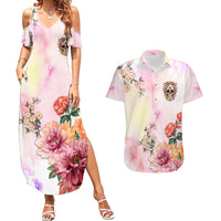 Flower Skull Couples Matching Summer Maxi Dress and Hawaiian Shirt She Is Sunshine Mixed With A Little Hurricane - Wonder Print Shop