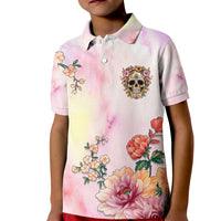 Flower Skull Kid Polo Shirt She Is Sunshine Mixed With A Little Hurricane - Wonder Print Shop