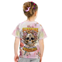 Flower Skull Kid T Shirt She Is Sunshine Mixed With A Little Hurricane - Wonder Print Shop