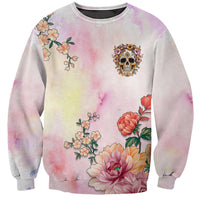 Flower Skull Sweatshirt She Is Sunshine Mixed With A Little Hurricane - Wonder Print Shop