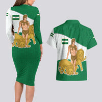 Andalusia Flag Couples Matching Long Sleeve Bodycon Dress and Hawaiian Shirt Autonomous Community of Spain - Wonder Print Shop