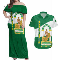 Andalusia Flag Couples Matching Off Shoulder Maxi Dress and Hawaiian Shirt Autonomous Community of Spain - Wonder Print Shop