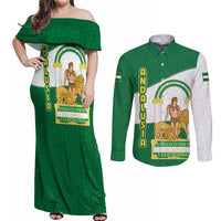Andalusia Flag Couples Matching Off Shoulder Maxi Dress and Long Sleeve Button Shirt Autonomous Community of Spain - Wonder Print Shop