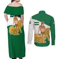 Andalusia Flag Couples Matching Off Shoulder Maxi Dress and Long Sleeve Button Shirt Autonomous Community of Spain - Wonder Print Shop
