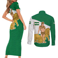 Andalusia Flag Couples Matching Short Sleeve Bodycon Dress and Long Sleeve Button Shirt Autonomous Community of Spain - Wonder Print Shop