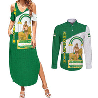 Andalusia Flag Couples Matching Summer Maxi Dress and Long Sleeve Button Shirt Autonomous Community of Spain - Wonder Print Shop