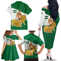 Andalusia Flag Family Matching Off The Shoulder Long Sleeve Dress and Hawaiian Shirt Autonomous Community of Spain - Wonder Print Shop