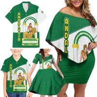 Andalusia Flag Family Matching Off Shoulder Short Dress and Hawaiian Shirt Autonomous Community of Spain - Wonder Print Shop