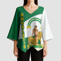 Andalusia Flag Kimono Sleeve Blouse Autonomous Community of Spain - Wonder Print Shop