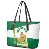 Andalusia Flag Leather Tote Bag Autonomous Community of Spain - Wonder Print Shop