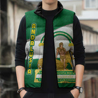 Andalusia Flag Sleeveless Puffer Jacket Autonomous Community of Spain - Wonder Print Shop