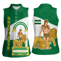 Andalusia Flag Women Sleeveless Polo Shirt Autonomous Community of Spain - Wonder Print Shop