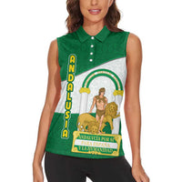 Andalusia Flag Women Sleeveless Polo Shirt Autonomous Community of Spain - Wonder Print Shop