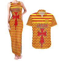 Aragon Flag Couples Matching Tank Maxi Dress and Hawaiian Shirt Autonomous Community of Spain - Wonder Print Shop