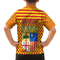 Aragon Flag Family Matching Long Sleeve Bodycon Dress and Hawaiian Shirt Autonomous Community of Spain - Wonder Print Shop