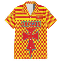 Aragon Flag Family Matching Off The Shoulder Long Sleeve Dress and Hawaiian Shirt Autonomous Community of Spain - Wonder Print Shop