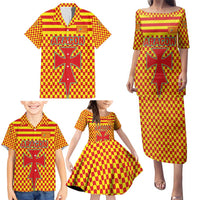 Aragon Flag Family Matching Puletasi and Hawaiian Shirt Autonomous Community of Spain - Wonder Print Shop
