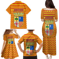 Aragon Flag Family Matching Puletasi and Hawaiian Shirt Autonomous Community of Spain - Wonder Print Shop