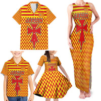 Aragon Flag Family Matching Tank Maxi Dress and Hawaiian Shirt Autonomous Community of Spain - Wonder Print Shop
