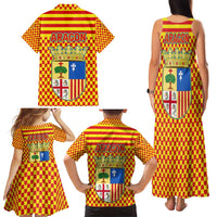 Aragon Flag Family Matching Tank Maxi Dress and Hawaiian Shirt Autonomous Community of Spain - Wonder Print Shop