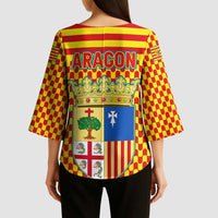 Aragon Flag Kimono Sleeve Blouse Autonomous Community of Spain - Wonder Print Shop