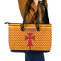 Aragon Flag Leather Tote Bag Autonomous Community of Spain - Wonder Print Shop