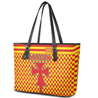 Aragon Flag Leather Tote Bag Autonomous Community of Spain - Wonder Print Shop