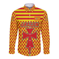 Aragon Flag Long Sleeve Button Shirt Autonomous Community of Spain - Wonder Print Shop