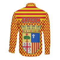 Aragon Flag Long Sleeve Button Shirt Autonomous Community of Spain - Wonder Print Shop
