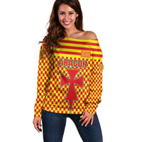 Aragon Flag Off Shoulder Sweater Autonomous Community of Spain - Wonder Print Shop