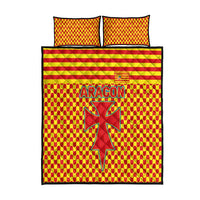 Aragon Flag Quilt Bed Set Autonomous Community of Spain - Wonder Print Shop