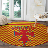 Aragon Flag Round Carpet Autonomous Community of Spain - Wonder Print Shop