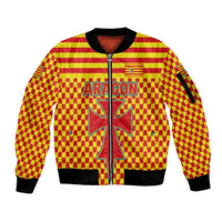 Aragon Flag Sleeve Zip Bomber Jacket Autonomous Community of Spain - Wonder Print Shop