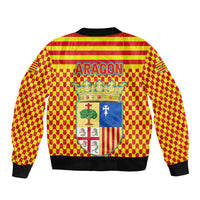 Aragon Flag Sleeve Zip Bomber Jacket Autonomous Community of Spain - Wonder Print Shop