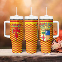 Aragon Flag Tumbler With Handle Autonomous Community of Spain - Wonder Print Shop